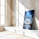 Surreal Plane Takeoff Glass Wall Art – Jet Lifting into Thunderstorm Portal UV Print-KAFCD204