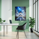 Surreal Plane Takeoff Glass Wall Art – Jet Lifting into Thunderstorm Portal UV Print-KAFCD204