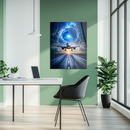 Epic Jet Takeoff Glass Wall Art – Plane Launch into Vortex Sky UV Print Decor-KAFCD205