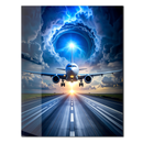 Epic Jet Takeoff Glass Wall Art – Plane Launch into Vortex Sky UV Print Decor-KAFCD205