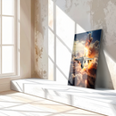 Fighter Jet Explosion Glass Wall Art – Combat Aircraft Over Battlefield UV Print-KAFCD206