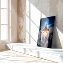 Supersonic Fighter Jet Glass Wall Art – Rocket Boost Takeoff UV Printed Panel-KAFCD207