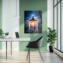 Supersonic Fighter Jet Glass Wall Art – Rocket Boost Takeoff UV Printed Panel-KAFCD207
