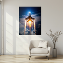 Supersonic Fighter Jet Glass Wall Art – Rocket Boost Takeoff UV Printed Panel-KAFCD207