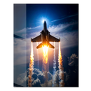 Supersonic Fighter Jet Glass Wall Art – Rocket Boost Takeoff UV Printed Panel-KAFCD207