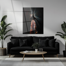 Night Jet Thruster Launch Glass Wall Art – Explosive Burnout UV Printed Aviation Decor-KAFCD208