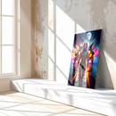 Astronaut Fighter Jet Glass Wall Art – Neon Sci-Fi Pilot UV Printed Space Decor-KAFCD209