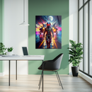 Astronaut Fighter Jet Glass Wall Art – Neon Sci-Fi Pilot UV Printed Space Decor-KAFCD209