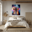 Astronaut Fighter Jet Glass Wall Art – Neon Sci-Fi Pilot UV Printed Space Decor-KAFCD209