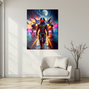Astronaut Fighter Jet Glass Wall Art – Neon Sci-Fi Pilot UV Printed Space Decor-KAFCD209