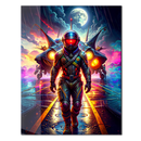 Astronaut Fighter Jet Glass Wall Art – Neon Sci-Fi Pilot UV Printed Space Decor-KAFCD209