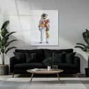 Floral Astronaut Glass Wall Art – Surreal Space & Nature UV Print for Modern Decor-KAFCD212