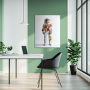 Floral Astronaut Glass Wall Art – Surreal Space & Nature UV Print for Modern Decor-KAFCD212