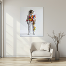 Floral Astronaut Glass Wall Art – Surreal Space & Nature UV Print for Modern Decor-KAFCD212