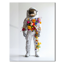 Floral Astronaut Glass Wall Art – Surreal Space & Nature UV Print for Modern Decor-KAFCD212