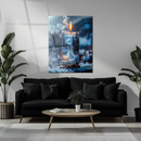 Candle Forest Woman Glass Wall Art – Surreal Winter Flame Scene UV Print for Dreamy Decor-KAFCD213