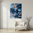 Candle Forest Woman Glass Wall Art – Surreal Winter Flame Scene UV Print for Dreamy Decor-KAFCD213