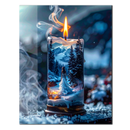 Candle Forest Woman Glass Wall Art – Surreal Winter Flame Scene UV Print for Dreamy Decor-KAFCD213