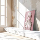 Blonde Girl with Pink Headphones Glass Wall Art – Bubblegum Pop UV Print for Modern Interiors-KAFCD214