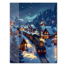 Winter Holiday Train Glass Wall Art – Snowy Village & Steam Engine Christmas Decor UV Print-KAFCD216