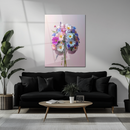 Floral Brain Art Glass Panel – Pastel Anatomical Mind & Flowers UV Print Decor-KAFCD218