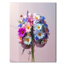 Floral Brain Art Glass Panel – Pastel Anatomical Mind & Flowers UV Print Decor-KAFCD218