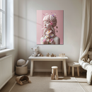 Floral Mind Girl Glass Art – Pink Brain & Daisies UV Print Feminine Wall Decor-KAFCD219