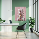 Floral Mind Girl Glass Art – Pink Brain & Daisies UV Print Feminine Wall Decor-KAFCD219