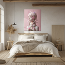 Floral Mind Girl Glass Art – Pink Brain & Daisies UV Print Feminine Wall Decor-KAFCD219