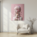 Floral Mind Girl Glass Art – Pink Brain & Daisies UV Print Feminine Wall Decor-KAFCD219