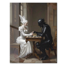 Romantic Chess Duel Glass Wall Art – Gothic Knight vs Angelic Queen UV Print Panel-KAFCD224