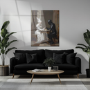 Romantic Chess Duel Glass Wall Art – Gothic Knight vs Angelic Queen UV Print Panel-KAFCD224