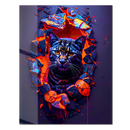 Luminous Panther Cat Glass Wall Art – Neon Breakthrough UV Print Panel-KAFCD225