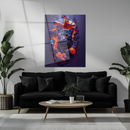 Luminous Panther Cat Glass Wall Art – Neon Breakthrough UV Print Panel-KAFCD225