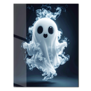 Cute Ghost Glass Wall Art – Playful Spirit with Smoke Effects UV Printed Panel-KAFCD226