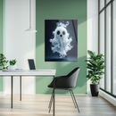 Cute Ghost Glass Wall Art – Playful Spirit with Smoke Effects UV Printed Panel-KAFCD226