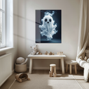 Cute Ghost Glass Wall Art – Playful Spirit with Smoke Effects UV Printed Panel-KAFCD226