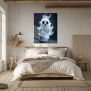Cute Ghost Glass Wall Art – Playful Spirit with Smoke Effects UV Printed Panel-KAFCD226