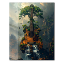 Nature Guitar Glass Wall Art – Acoustic Guitar with Trees and Waterfalls UV Printed Tempered Panel-KAFCD228