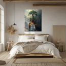 Nature Guitar Glass Wall Art – Acoustic Guitar with Trees and Waterfalls UV Printed Tempered Panel-KAFCD228