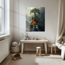 Nature Guitar Glass Wall Art – Acoustic Guitar with Trees and Waterfalls UV Printed Tempered Panel-KAFCD228