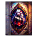 Fantasy Queen Glass Wall Art – Gothic Princess with Red Orb in Ornate Frame, Mystical Fantasy Decor-KAFCD232