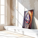 Fantasy Queen Glass Wall Art – Gothic Princess with Red Orb in Ornate Frame, Mystical Fantasy Decor-KAFCD232