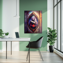 Fantasy Queen Glass Wall Art – Gothic Princess with Red Orb in Ornate Frame, Mystical Fantasy Decor-KAFCD232