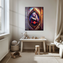 Fantasy Queen Glass Wall Art – Gothic Princess with Red Orb in Ornate Frame, Mystical Fantasy Decor-KAFCD232