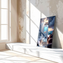 Blue Mermaid Lighthouse UV Glass Wall Art – Ocean Fantasy Home Decor-KAFCD234