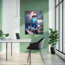 Blue Mermaid Lighthouse UV Glass Wall Art – Ocean Fantasy Home Decor-KAFCD234