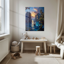 Sunset Voyage UV Glass Wall Art – Majestic Sailing Ship in Tropical Waters-KAFCD236