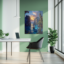 Sunset Voyage UV Glass Wall Art – Majestic Sailing Ship in Tropical Waters-KAFCD236
