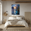 Sunset Voyage UV Glass Wall Art – Majestic Sailing Ship in Tropical Waters-KAFCD236